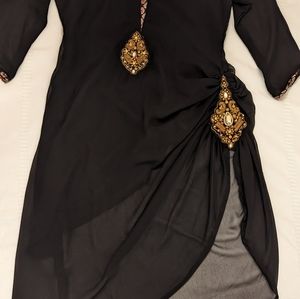 Black Georgette Fancy Embroidered work Dress Brand New